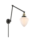 238-BAB-G661-7 1-Light 7" Black Antique Brass Swing Arm - Matte White Cased Small Bullet Glass - LED Bulb - Dimmensions: 7 x 31.5 x 15.75 - Glass Up or Down: Yes