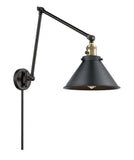 1-Light 10" Black Antique BrasBriarcliff Swing Arm With Switch - Cone Matte Black Glass - Incandesent Or LED Bulbs