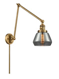 238-BB-G173 1-Light 8" Brushed Brass Swing Arm - Plated Smoke Fulton Glass - LED Bulb - Dimmensions: 8 x 30 x 30 - Glass Up or Down: Yes