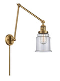 238-BB-G182 1-Light 8" Brushed Brass Swing Arm - Clear Canton Glass - LED Bulb - Dimmensions: 8 x 30 x 30 - Glass Up or Down: Yes
