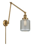 238-BB-G262 1-Light 6" Brushed Brass Swing Arm - Vintage Wire Mesh Stanton Glass - LED Bulb - Dimmensions: 6 x 30 x 30 - Glass Up or Down: Yes