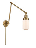 238-BB-G311 1-Light 4.5" Brushed Brass Swing Arm - Matte White Cased Dover Glass - LED Bulb - Dimmensions: 4.5 x 30 x 30.75 - Glass Up or Down: Yes