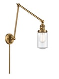 238-BB-G314 1-Light 4.5" Brushed Brass Swing Arm - Seedy Dover Glass - LED Bulb - Dimmensions: 4.5 x 30 x 30.75 - Glass Up or Down: Yes