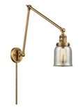 238-BB-G58 1-Light 8" Brushed Brass Swing Arm - Silver Plated Mercury Small Bell Glass - LED Bulb - Dimmensions: 8 x 30 x 30 - Glass Up or Down: Yes