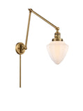 238-BB-G661-7 1-Light 7" Brushed Brass Swing Arm - Matte White Cased Small Bullet Glass - LED Bulb - Dimmensions: 7 x 31.5 x 15.75 - Glass Up or Down: Yes