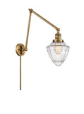 238-BB-G664-7 1-Light 7" Brushed Brass Swing Arm - Seedy Small Bullet Glass - LED Bulb - Dimmensions: 7 x 31.5 x 15.75 - Glass Up or Down: Yes