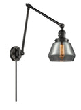 238-BK-G173 1-Light 8" Matte Black Swing Arm - Plated Smoke Fulton Glass - LED Bulb - Dimmensions: 8 x 30 x 30 - Glass Up or Down: Yes