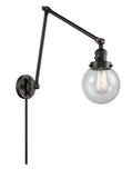 238-BK-G204-6 1-Light 6" Matte Black Swing Arm - Seedy Beacon Glass - LED Bulb - Dimmensions: 6 x 30 x 30 - Glass Up or Down: Yes