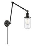 238-BK-G312 1-Light 4.5" Matte Black Swing Arm - Clear Dover Glass - LED Bulb - Dimmensions: 4.5 x 30 x 30.75 - Glass Up or Down: Yes