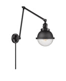 238-BK-HFS-64-BK 1-Light 7.25" Matte Black Swing Arm - Seedy Hampden Glass - LED Bulb - Dimmensions: 7.25 x 31.625 x 11 - Glass Up or Down: Yes