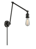 1-Light 5" Matte Black Swing Arm - Bare Bulb - Incandescent Bulb Included