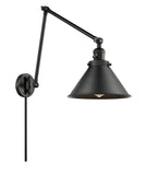 1-Light 10" Matte Black Briarcliff Swing Arm With Switch - Cone Matte Black Glass - Incandesent Or LED Bulbs