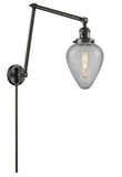 238-OB-G165 1-Light 8" Oil Rubbed Bronze Swing Arm - Clear Crackle Geneseo Glass - LED Bulb - Dimmensions: 8 x 30 x 30 - Glass Up or Down: Yes