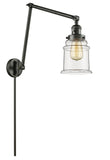 238-OB-G182 1-Light 8" Oil Rubbed Bronze Swing Arm - Clear Canton Glass - LED Bulb - Dimmensions: 8 x 30 x 30 - Glass Up or Down: Yes