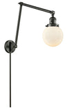 238-OB-G201-6 1-Light 6" Oil Rubbed Bronze Swing Arm - Matte White Cased Beacon Glass - LED Bulb - Dimmensions: 6 x 30 x 30 - Glass Up or Down: Yes