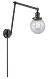 238-OB-G204-6 1-Light 6" Oil Rubbed Bronze Swing Arm - Seedy Beacon Glass - LED Bulb - Dimmensions: 6 x 30 x 30 - Glass Up or Down: Yes
