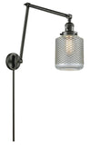 238-OB-G262 1-Light 6" Oil Rubbed Bronze Swing Arm - Vintage Wire Mesh Stanton Glass - LED Bulb - Dimmensions: 6 x 30 x 30 - Glass Up or Down: Yes