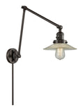 238-OB-G2 1-Light 8.5" Oil Rubbed Bronze Swing Arm - Clear Halophane Glass - LED Bulb - Dimmensions: 8.5 x 30 x 30 - Glass Up or Down: Yes