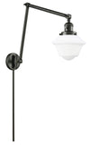 238-OB-G531 1-Light 8" Oil Rubbed Bronze Swing Arm - Matte White Cased Small Oxford Glass - LED Bulb - Dimmensions: 8 x 30 x 30 - Glass Up or Down: Yes