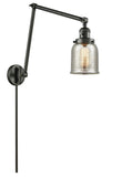 238-OB-G58 1-Light 8" Oil Rubbed Bronze Swing Arm - Silver Plated Mercury Small Bell Glass - LED Bulb - Dimmensions: 8 x 30 x 30 - Glass Up or Down: Yes