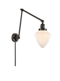 238-OB-G661-7 1-Light 7" Oil Rubbed Bronze Swing Arm - Matte White Cased Small Bullet Glass - LED Bulb - Dimmensions: 7 x 31.5 x 15.75 - Glass Up or Down: Yes