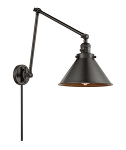 1-Light 10" Oil Rubbed Bronze Briarcliff Swing Arm With Switch - Cone Oil Rubbed Bronze Glass - Incandesent Or LED Bulbs