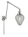 238-PC-G165 1-Light 8" Polished Chrome Swing Arm - Clear Crackle Geneseo Glass - LED Bulb - Dimmensions: 8 x 30 x 30 - Glass Up or Down: Yes