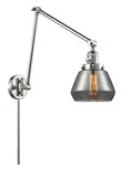 238-PC-G173 1-Light 8" Polished Chrome Swing Arm - Plated Smoke Fulton Glass - LED Bulb - Dimmensions: 8 x 30 x 30 - Glass Up or Down: Yes