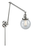 238-PC-G204-6 1-Light 6" Polished Chrome Swing Arm - Seedy Beacon Glass - LED Bulb - Dimmensions: 6 x 30 x 30 - Glass Up or Down: Yes