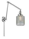 238-PC-G262 1-Light 6" Polished Chrome Swing Arm - Vintage Wire Mesh Stanton Glass - LED Bulb - Dimmensions: 6 x 30 x 30 - Glass Up or Down: Yes