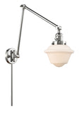 238-PC-G531 1-Light 8" Polished Chrome Swing Arm - Matte White Cased Small Oxford Glass - LED Bulb - Dimmensions: 8 x 30 x 30 - Glass Up or Down: Yes