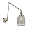 238-PN-G262 1-Light 6" Polished Nickel Swing Arm - Vintage Wire Mesh Stanton Glass - LED Bulb - Dimmensions: 6 x 30 x 30 - Glass Up or Down: Yes