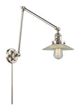 238-PN-G2 1-Light 8.5" Polished Nickel Swing Arm - Clear Halophane Glass - LED Bulb - Dimmensions: 8.5 x 30 x 30 - Glass Up or Down: Yes