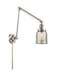238-PN-G58 1-Light 8" Polished Nickel Swing Arm - Silver Plated Mercury Small Bell Glass - LED Bulb - Dimmensions: 8 x 30 x 30 - Glass Up or Down: Yes