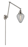 238-SN-G165 1-Light 8" Brushed Satin Nickel Swing Arm - Clear Crackle Geneseo Glass - LED Bulb - Dimmensions: 8 x 30 x 30 - Glass Up or Down: Yes