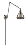 238-SN-G173 1-Light 8" Brushed Satin Nickel Swing Arm - Plated Smoke Fulton Glass - LED Bulb - Dimmensions: 8 x 30 x 30 - Glass Up or Down: Yes