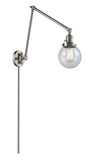 238-SN-G204-6 1-Light 6" Brushed Satin Nickel Swing Arm - Seedy Beacon Glass - LED Bulb - Dimmensions: 6 x 30 x 30 - Glass Up or Down: Yes