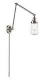 238-SN-G314 1-Light 4.5" Brushed Satin Nickel Swing Arm - Seedy Dover Glass - LED Bulb - Dimmensions: 4.5 x 30 x 30.75 - Glass Up or Down: Yes