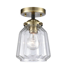 1-Light 7" Chatham Semi-Flush Mount - Novelty Clear Glass - Choice of Finish And Incandesent Or LED Bulbs