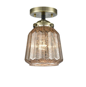 1-Light 7" Chatham Semi-Flush Mount - Novelty Mercury Glass - Choice of Finish And Incandesent Or LED Bulbs