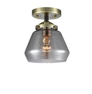 1-Light 6.75" Fulton Semi-Flush Mount - Cone Plated Smoke Glass - Choice of Finish And Incandesent Or LED Bulbs