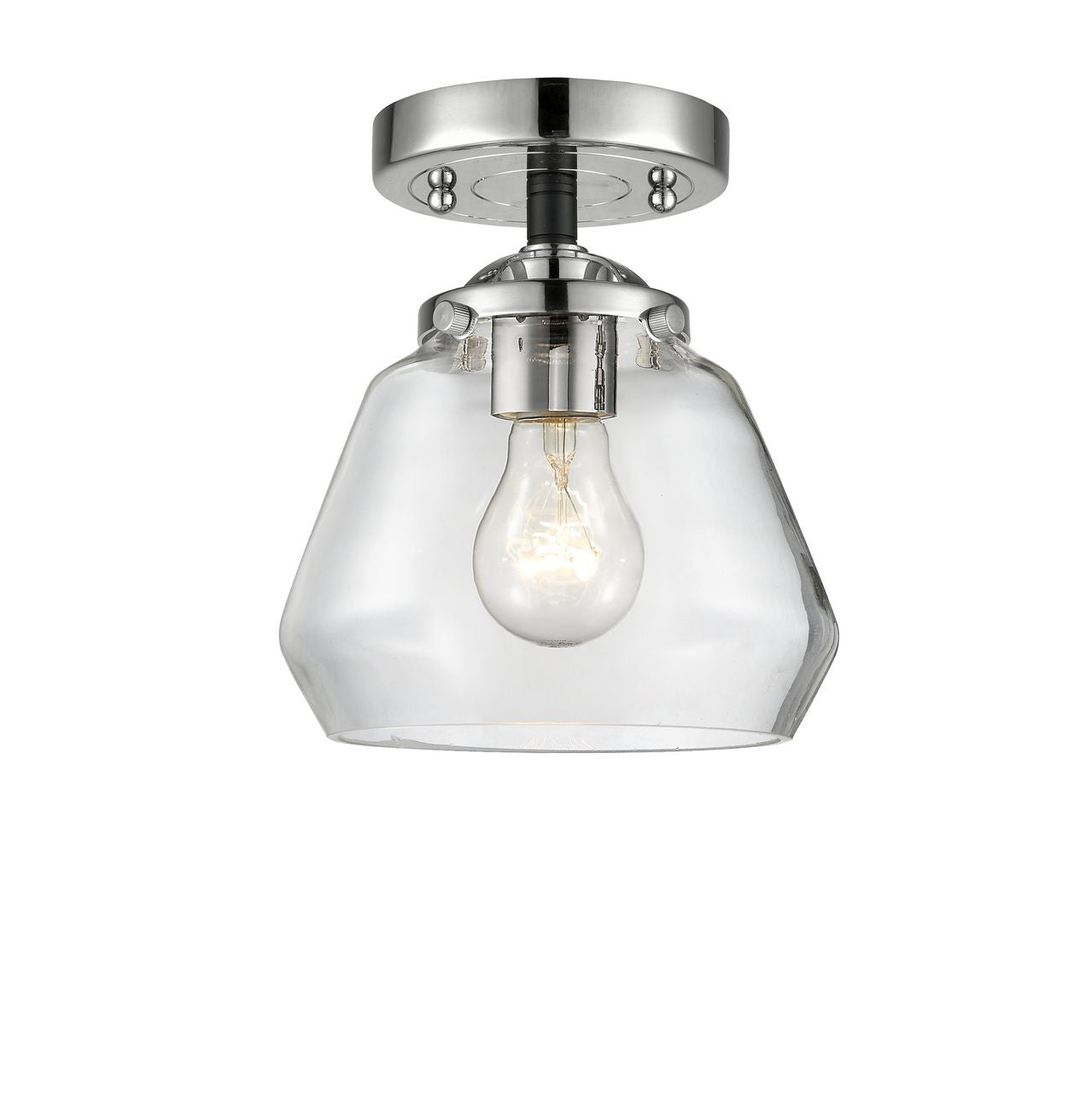 284-1C-BPN-G172 1-Light 6.75" Black Polished Nickel Semi-Flush Mount - Clear Fulton Glass - LED Bulb - Dimmensions: 6.75 x 6.75 x 7.625 - Sloped Ceiling Compatible: No