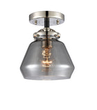 284-1C-BPN-G173 1-Light 6.75" Black Polished Nickel Semi-Flush Mount - Plated Smoke Fulton Glass - LED Bulb - Dimmensions: 6.75 x 6.75 x 7.625 - Sloped Ceiling Compatible: No