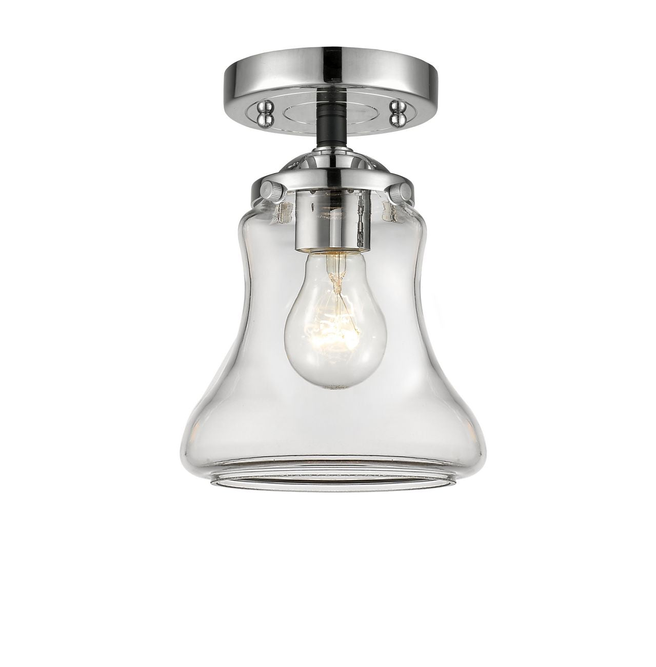 284-1C-BPN-G192 1-Light 6" Black Polished Nickel Semi-Flush Mount - Clear Bellmont Glass - LED Bulb - Dimmensions: 6 x 6 x 8.625 - Sloped Ceiling Compatible: No