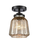 284-1C-OB-G146 1-Light 7" Oil Rubbed Bronze Semi-Flush Mount - Mercury Plated Chatham Glass - LED Bulb - Dimmensions: 7 x 7 x 10.375 - Sloped Ceiling Compatible: No