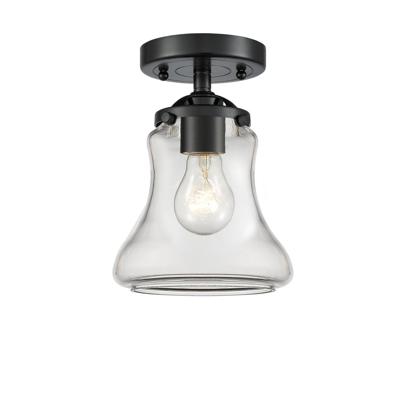 284-1C-OB-G192 1-Light 6" Oil Rubbed Bronze Semi-Flush Mount - Clear Bellmont Glass - LED Bulb - Dimmensions: 6 x 6 x 8.625 - Sloped Ceiling Compatible: No