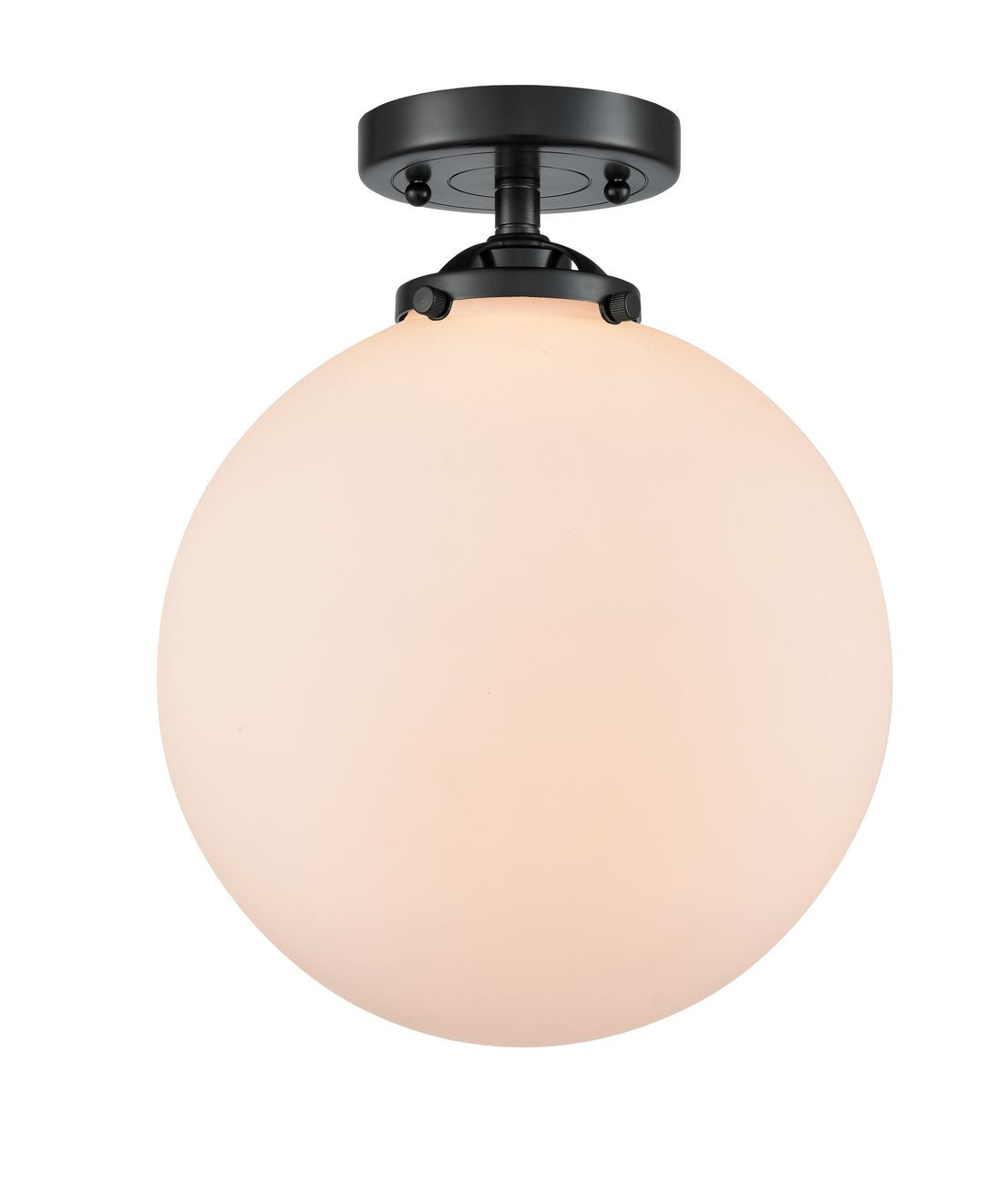 284-1C-OB-G201-10 1-Light 10" Oil Rubbed Bronze Semi-Flush Mount - Matte White Cased Beacon Glass - LED Bulb - Dimmensions: 10 x 10 x 12.125 - Sloped Ceiling Compatible: No