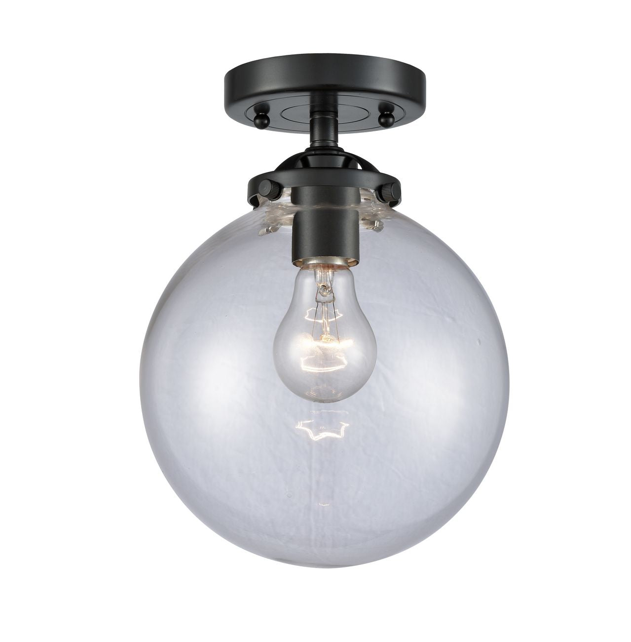 284-1C-OB-G202-8 1-Light 8" Oil Rubbed Bronze Semi-Flush Mount - Clear Beacon Glass - LED Bulb - Dimmensions: 8 x 8 x 10.125 - Sloped Ceiling Compatible: No