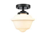 284-1C-OB-G531 1-Light 7.5" Oil Rubbed Bronze Semi-Flush Mount - Matte White Cased Small Oxford Glass - LED Bulb - Dimmensions: 7.5 x 7.5 x 8.125 - Sloped Ceiling Compatible: No