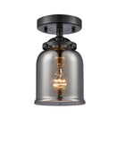 284-1C-OB-G53 1-Light 5" Oil Rubbed Bronze Semi-Flush Mount - Plated Smoke Small Bell Glass - LED Bulb - Dimmensions: 5 x 5 x 8.125 - Sloped Ceiling Compatible: No